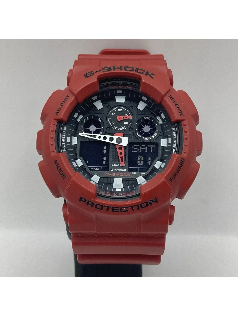 Men’s Casio G-Shock GA-100B Red Resin Band Digital Analog Watch 5081 New Battery